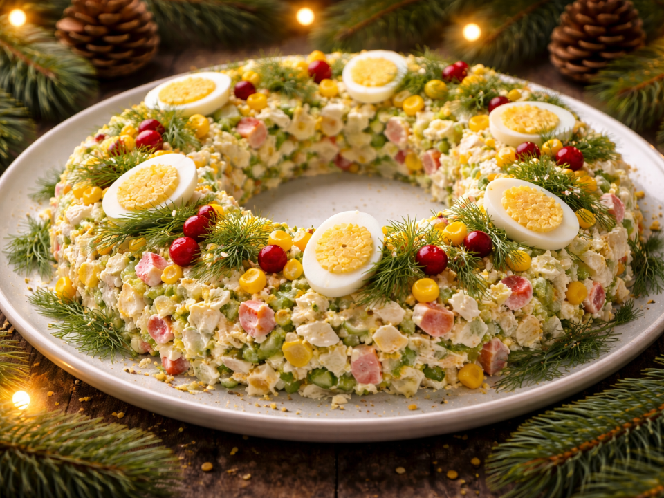 Волшебство новогоднего стола: хрустящий салат "Хрустальный венок"