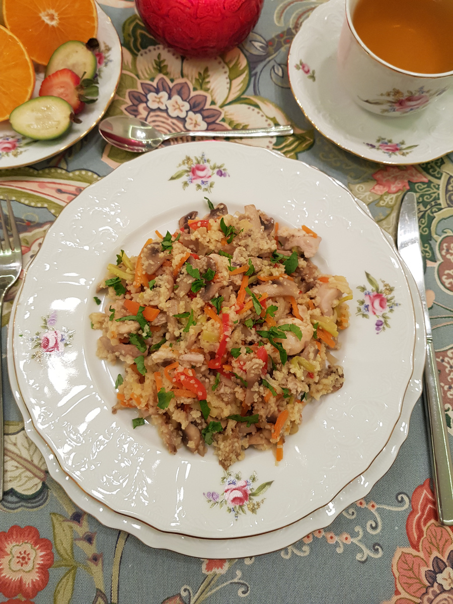 Неповторимый вкус Марокко: Курица с кус-кусом и овощами