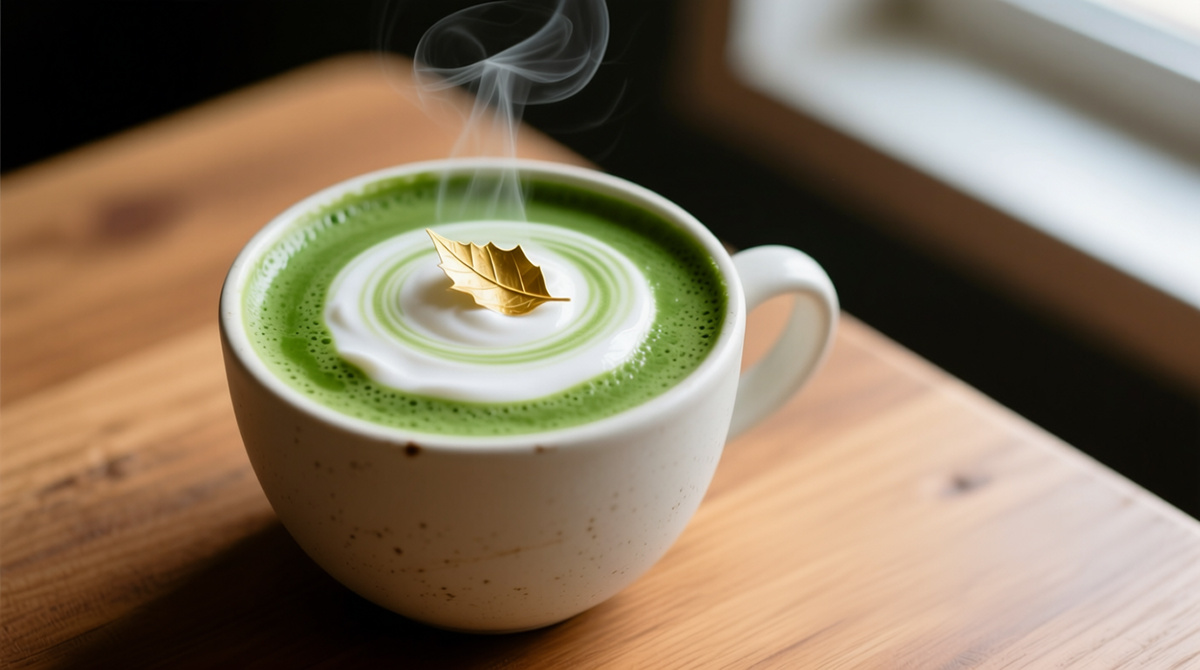 Искусство приготовления матча латте с кокосовым кремом