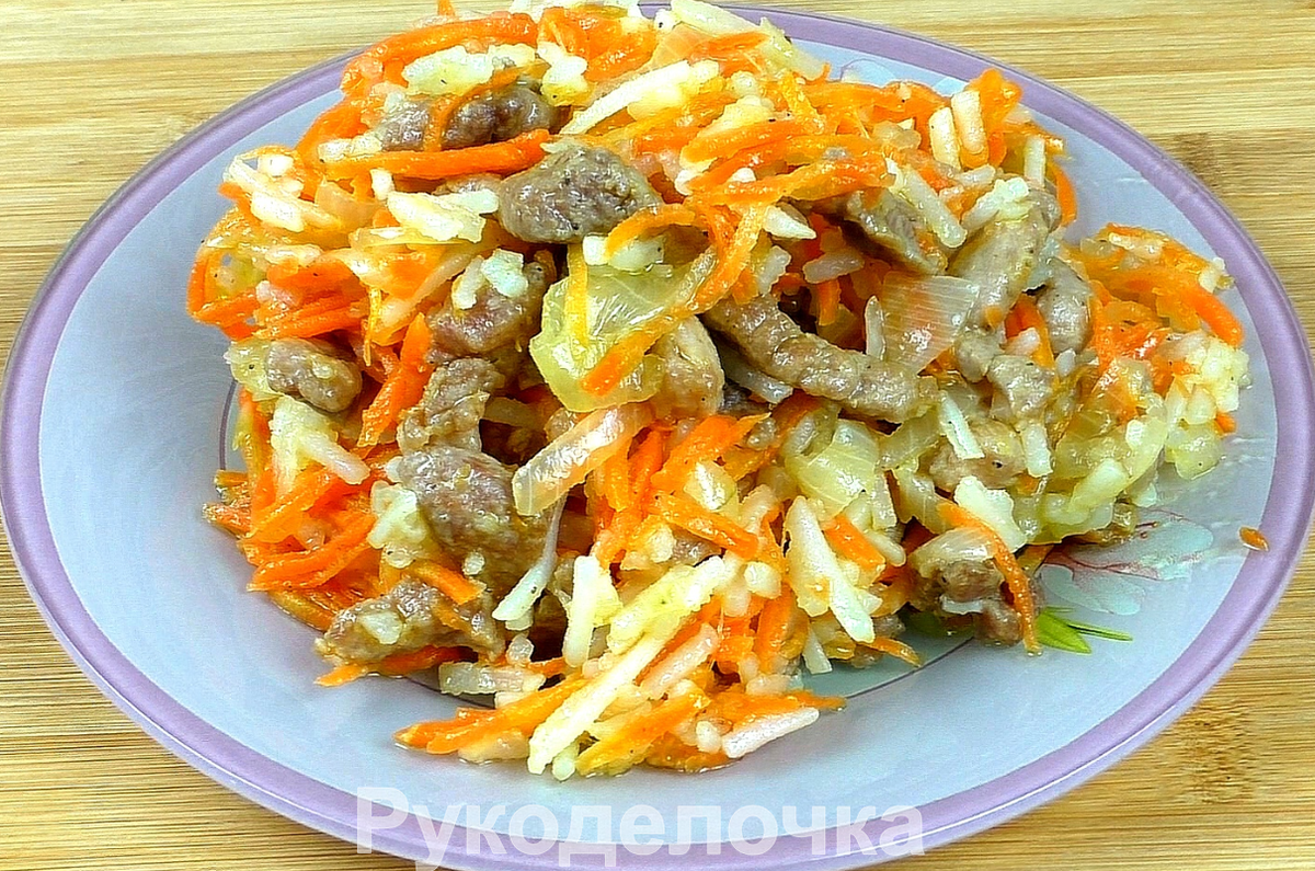 Корейский Салат с Мясом и Овощами